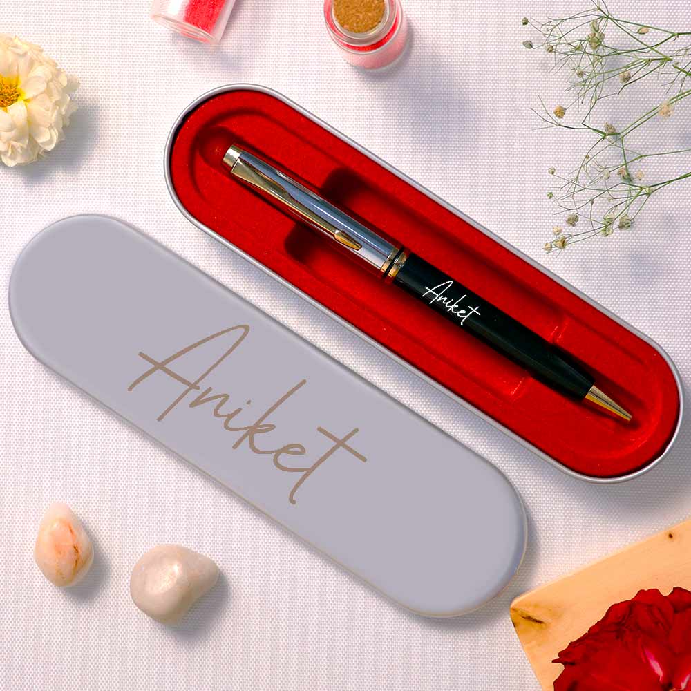 Engraving Metallic Finish Ball Pen - Black - Image 3