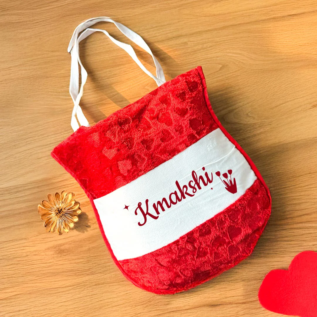 Personalized Red Velvet Name Bag - Image 3