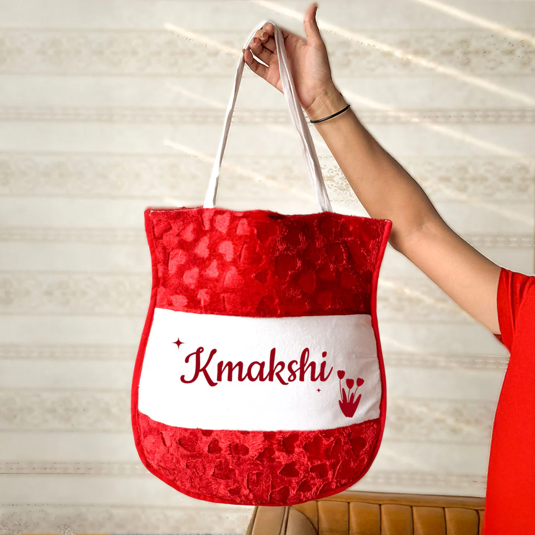 Personalized Red Velvet Name Bag - Image 4