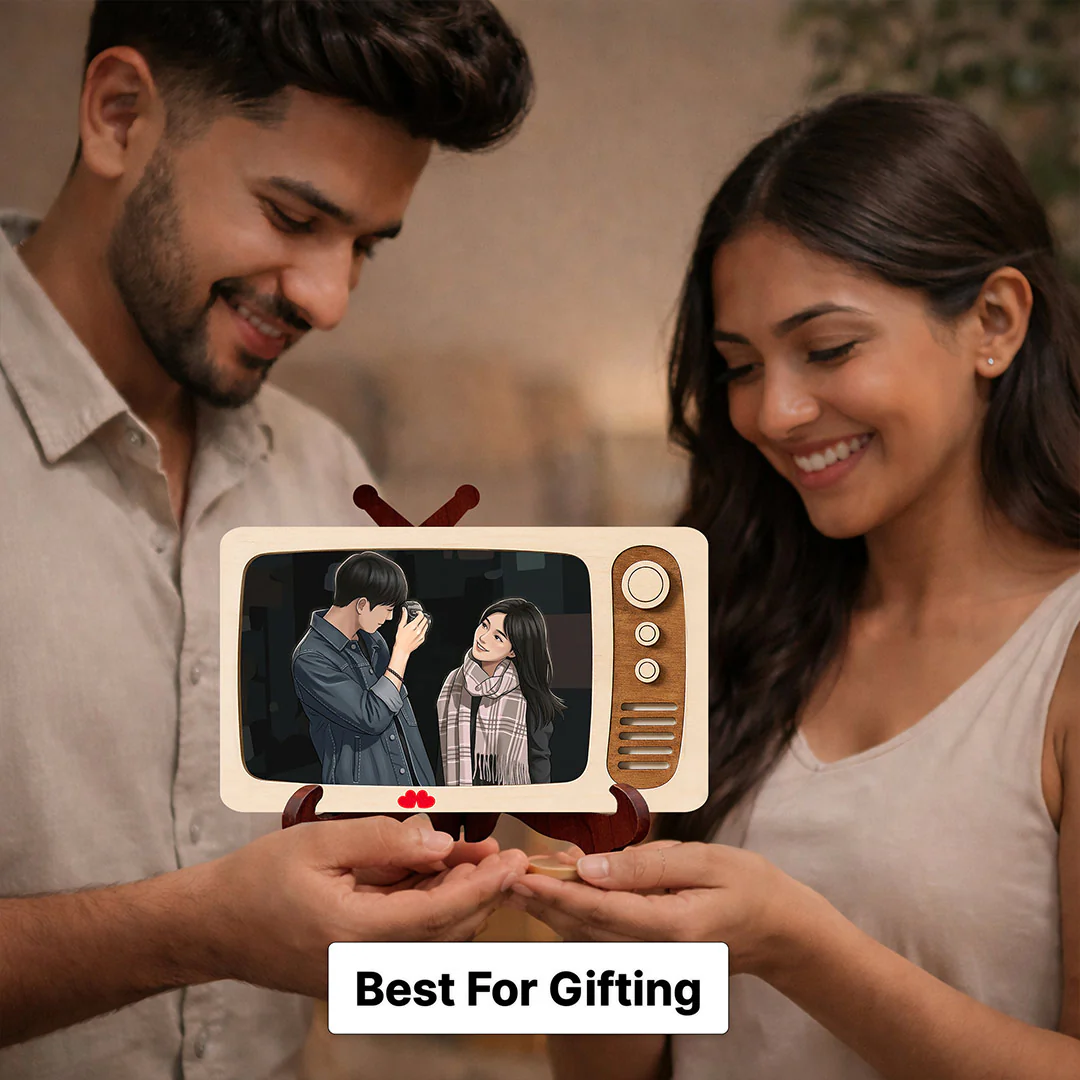 Personalized Retro TV Style Photo Frame | Couple Memory Table Decor Gift-7.5x4.5" - Image 5