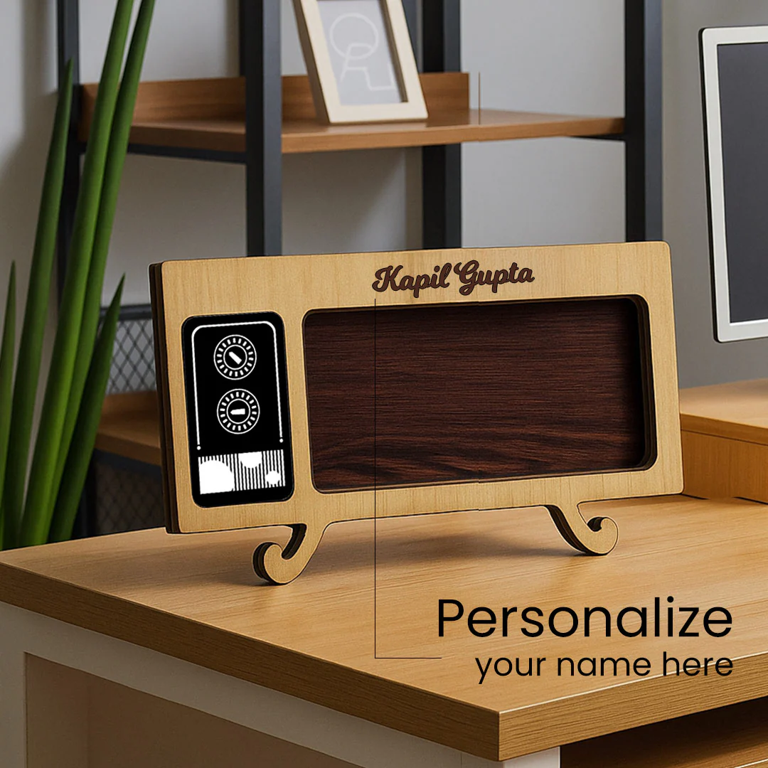 Personalized Retro Wooden Mobile Stand -8x4" - Image 3