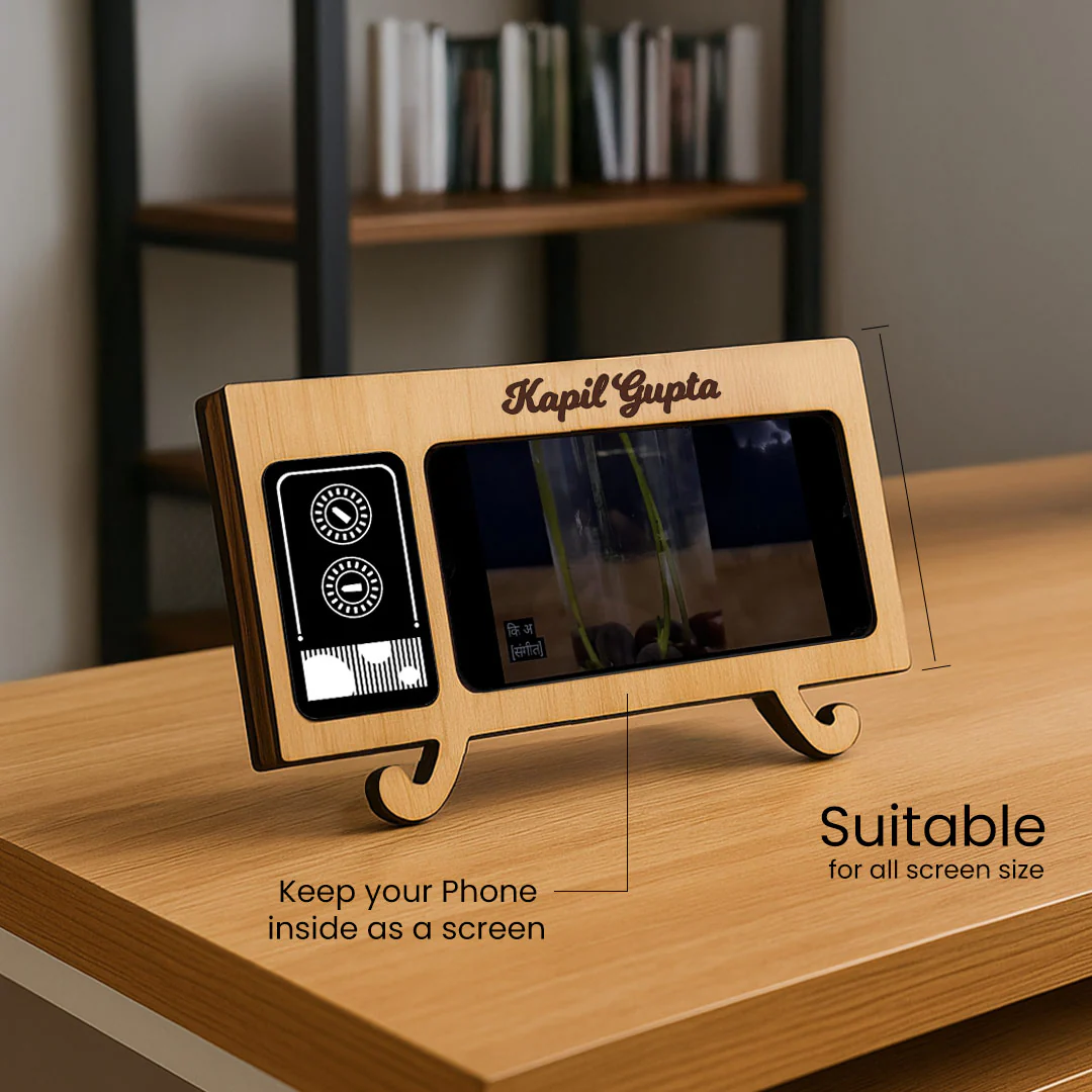 Personalized Retro Wooden Mobile Stand -8x4" - Image 4