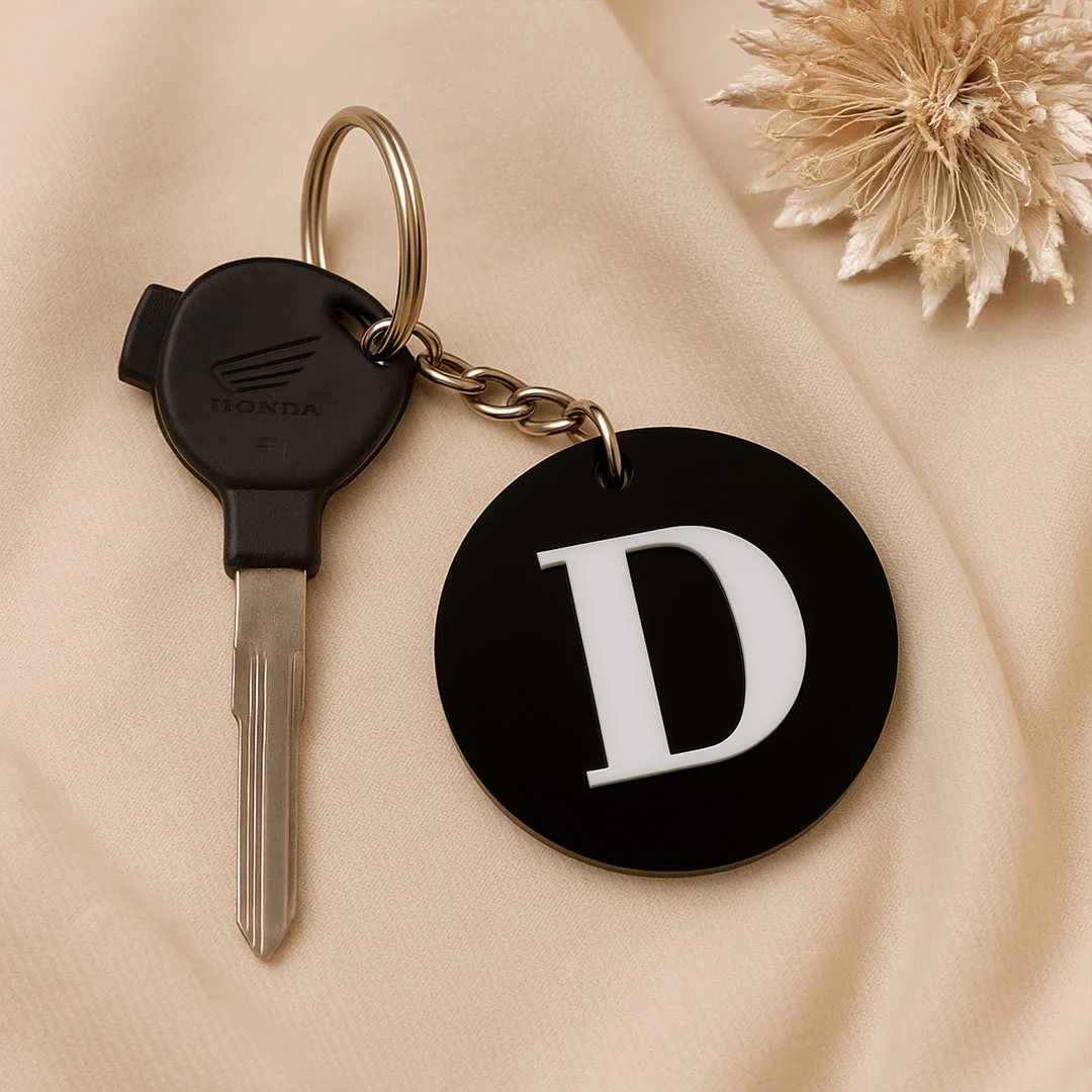 Personalized Round Acrylic Initial Keychain