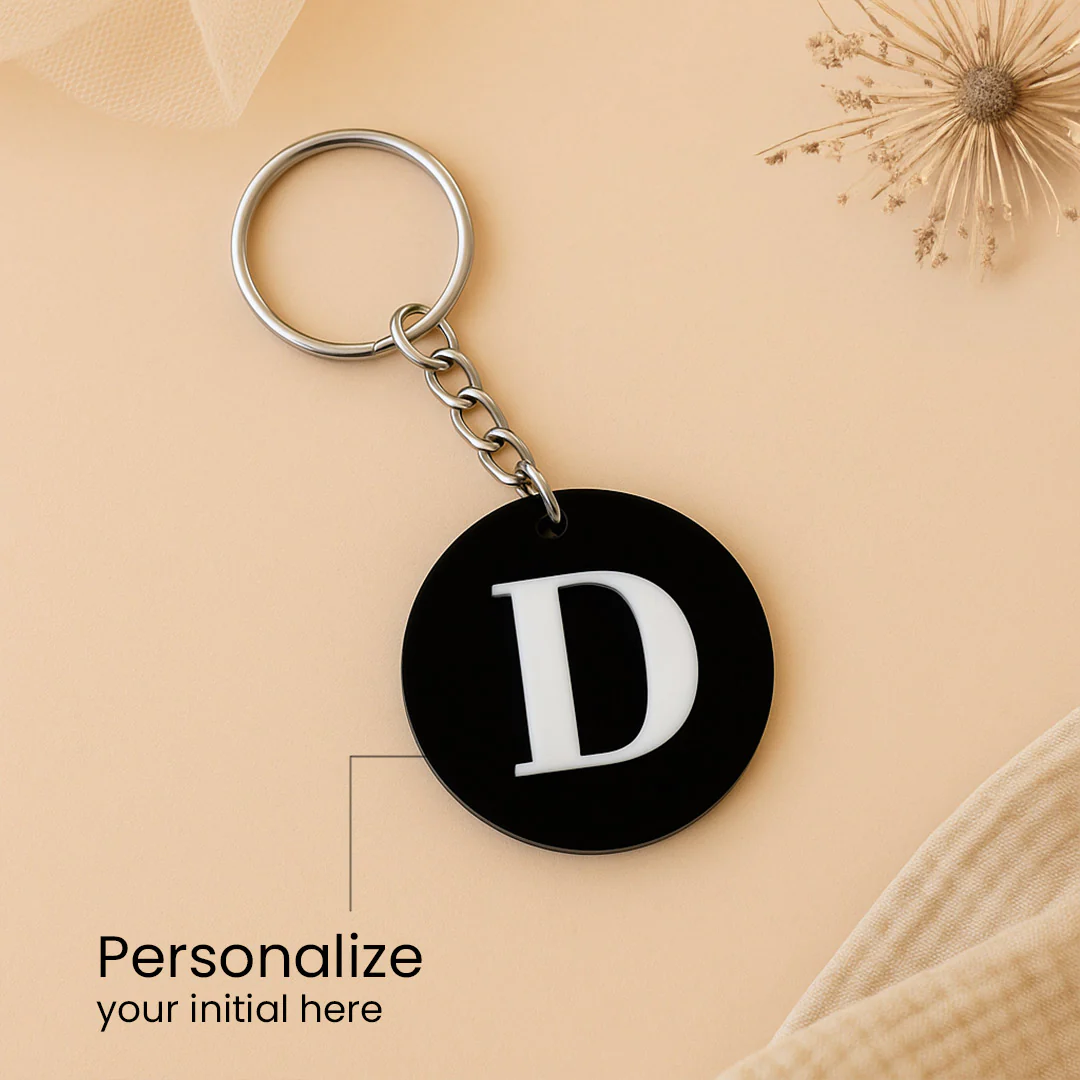 Personalized Round Acrylic Initial Keychain - Image 2