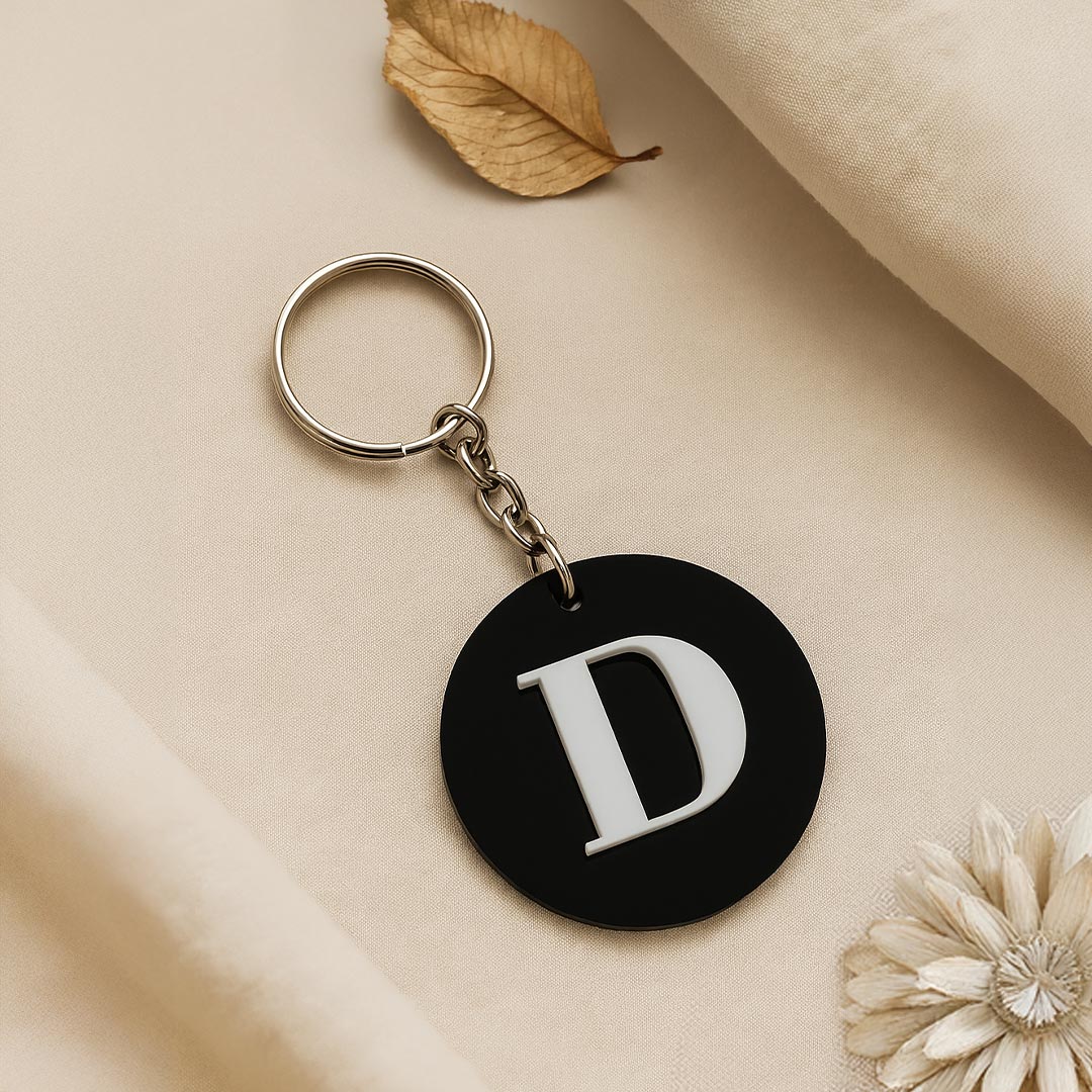 Personalized Round Acrylic Initial Keychain - Image 3