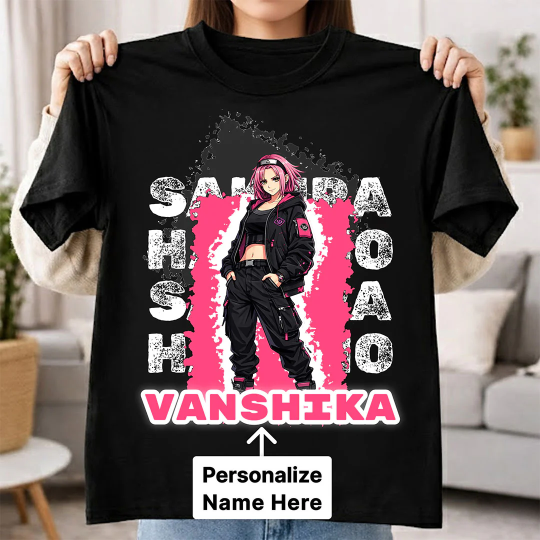 Personalized Sakura Haruno Anime Name T-Shirt - Image 2