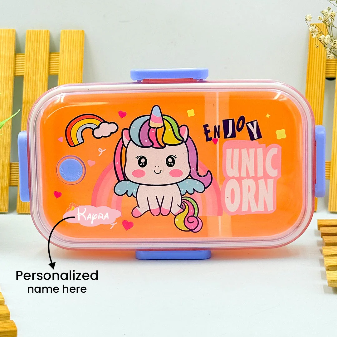 Unicorn Personalized School Kids Combo - School Bag| Lunch Box | Water Bottle | Geometry| Pencil Box - Image 4