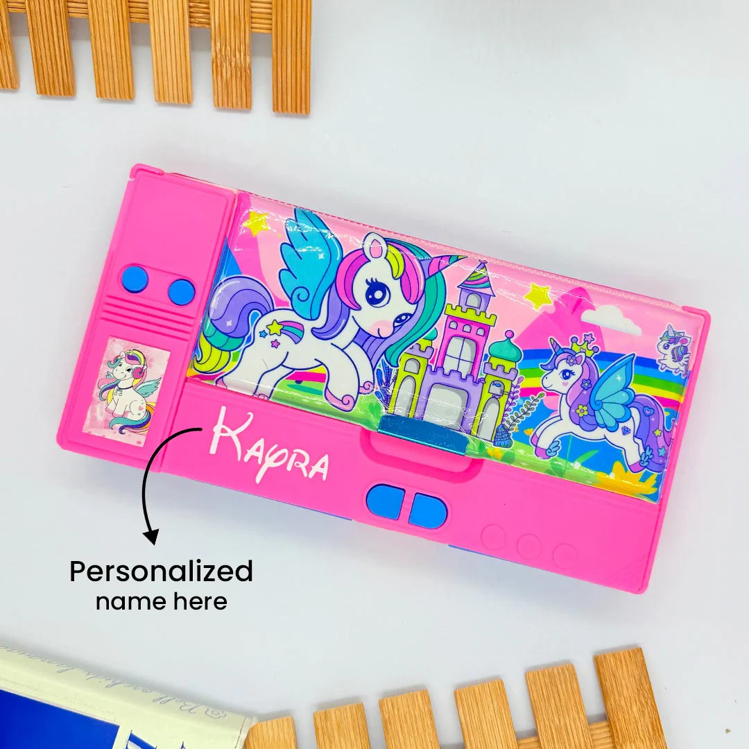 Unicorn Personalized School Kids Combo - School Bag| Lunch Box | Water Bottle | Geometry| Pencil Box - Image 5