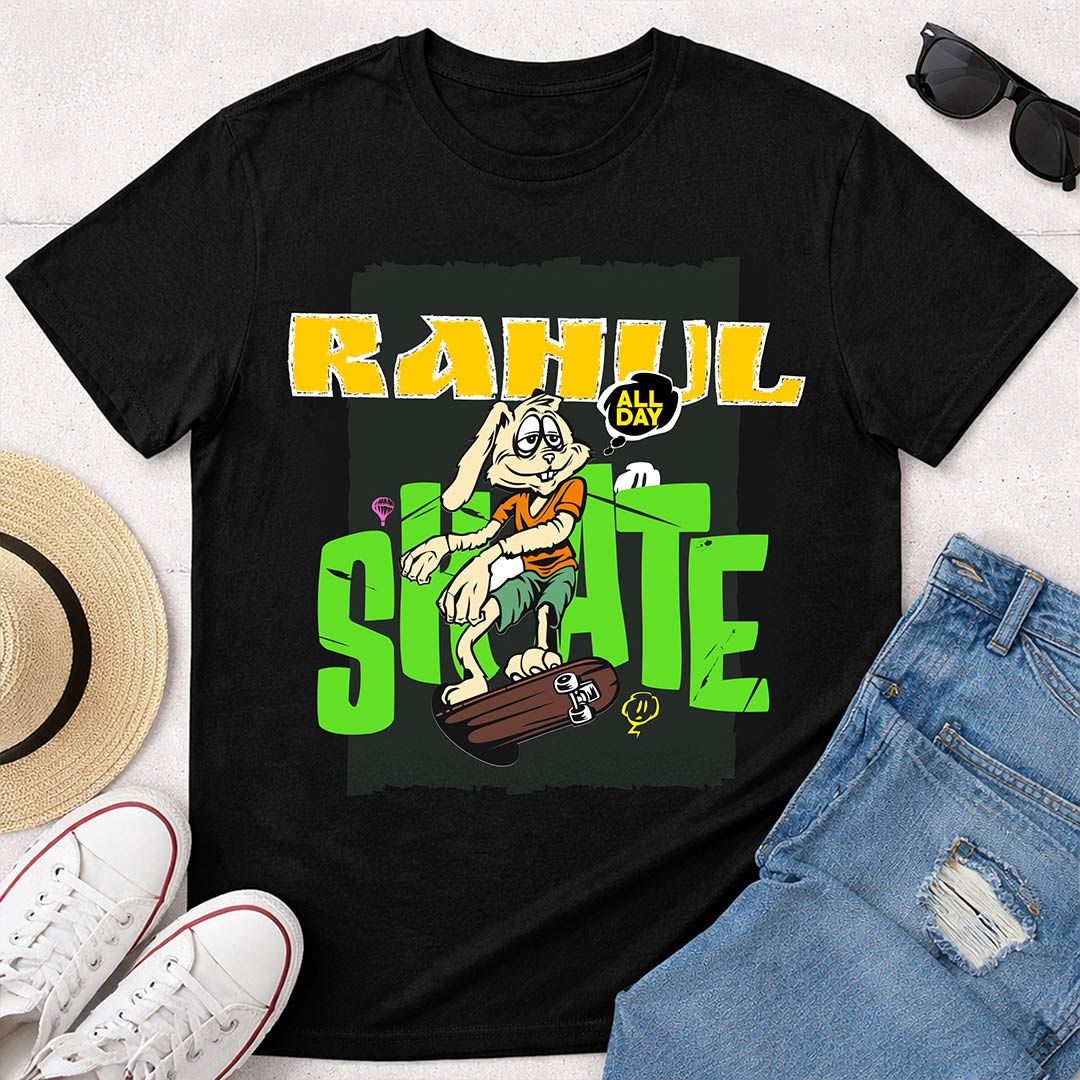 Personalized Skater Bunny Name T-Shirt
