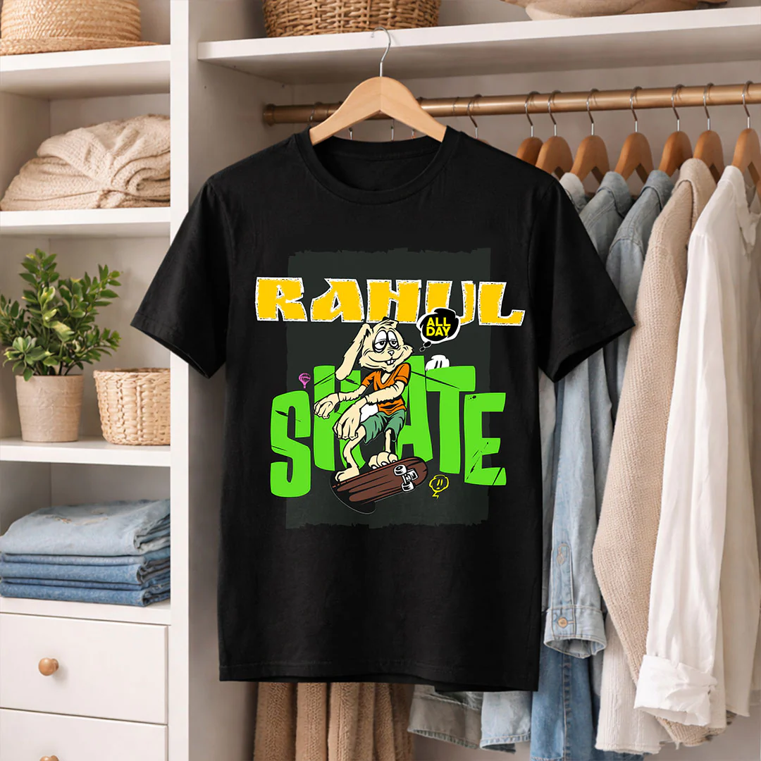 Personalized Skater Bunny Name T-Shirt - Image 3