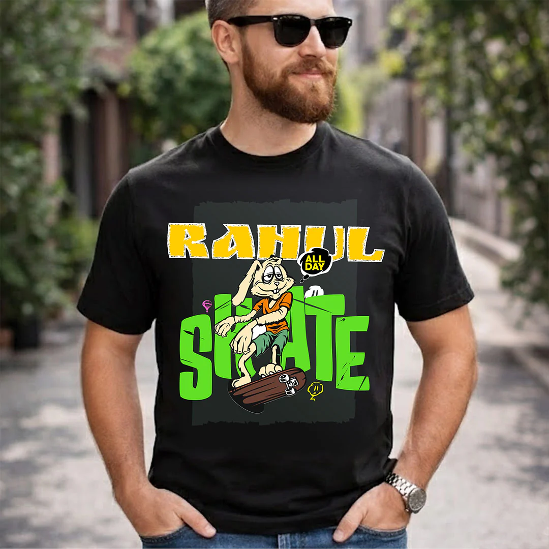 Personalized Skater Bunny Name T-Shirt - Image 4