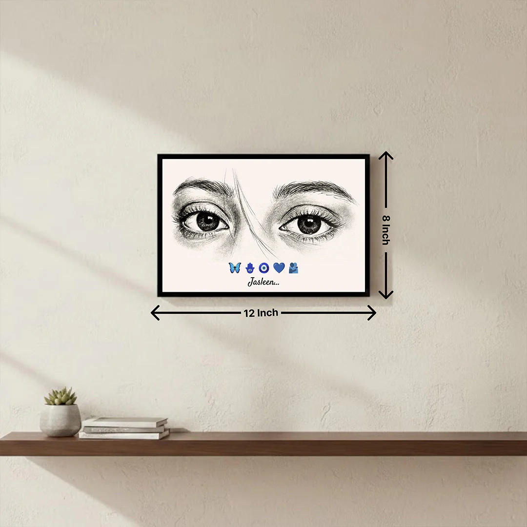 Personalized Sketch Eyes Wall Frame (12×8”) - Image 2