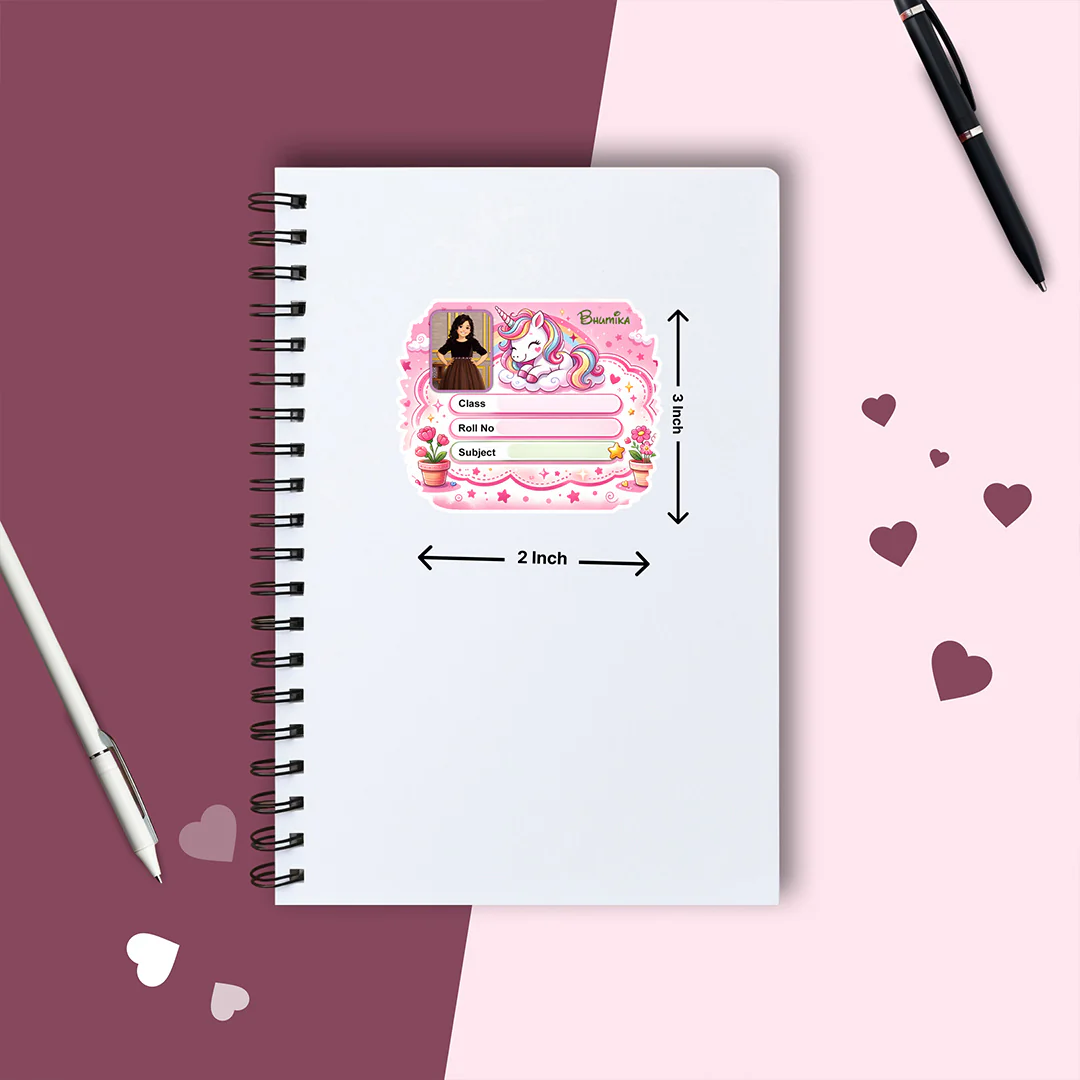 Personalized Sleeping Unicorn Pink Theme Kids Name Slips (2x3 Inch, 24 Stickers) - Image 4