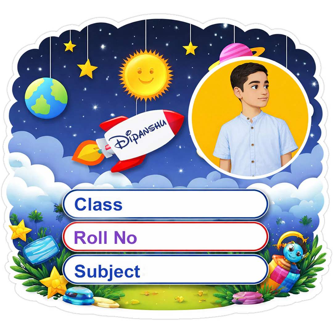 Personalized Space Rocket Theme Kids Name Slips (2x3 Inch, 24 Stickers)