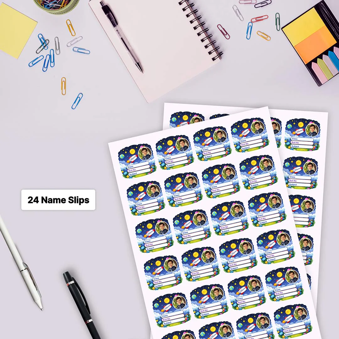 Personalized Space Rocket Theme Kids Name Slips (2x3 Inch, 24 Stickers) - Image 5