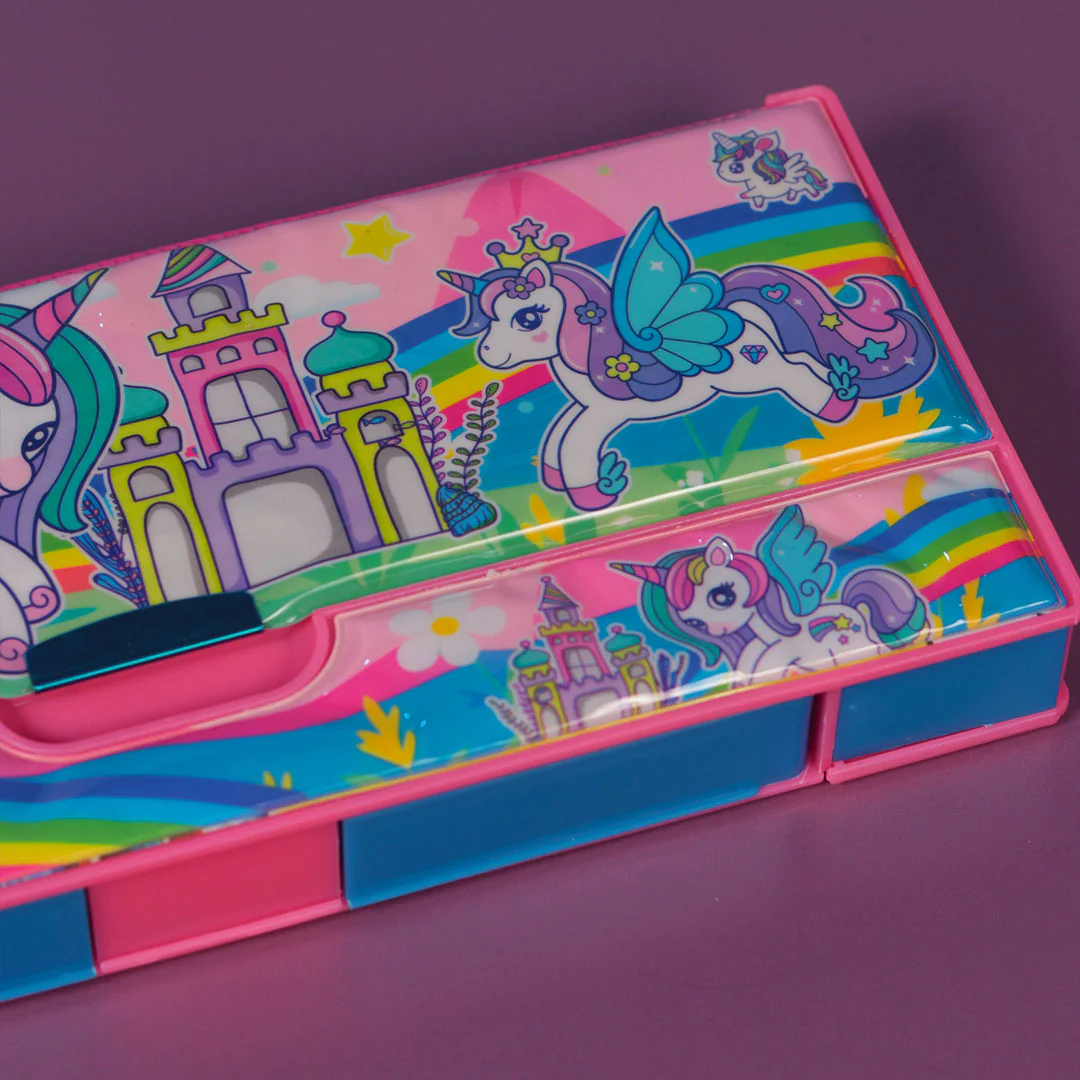Personalized Unicorn Jumbo Pencil Box (Set of 1, Pink) - Image 5