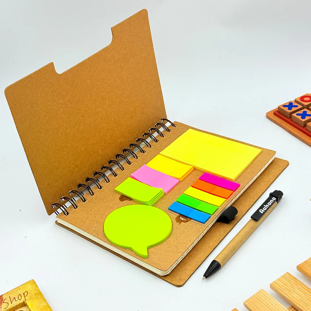 Personalized Spiral Notebook & Pen Set – 7 x 5 inches – Beige - Image 10