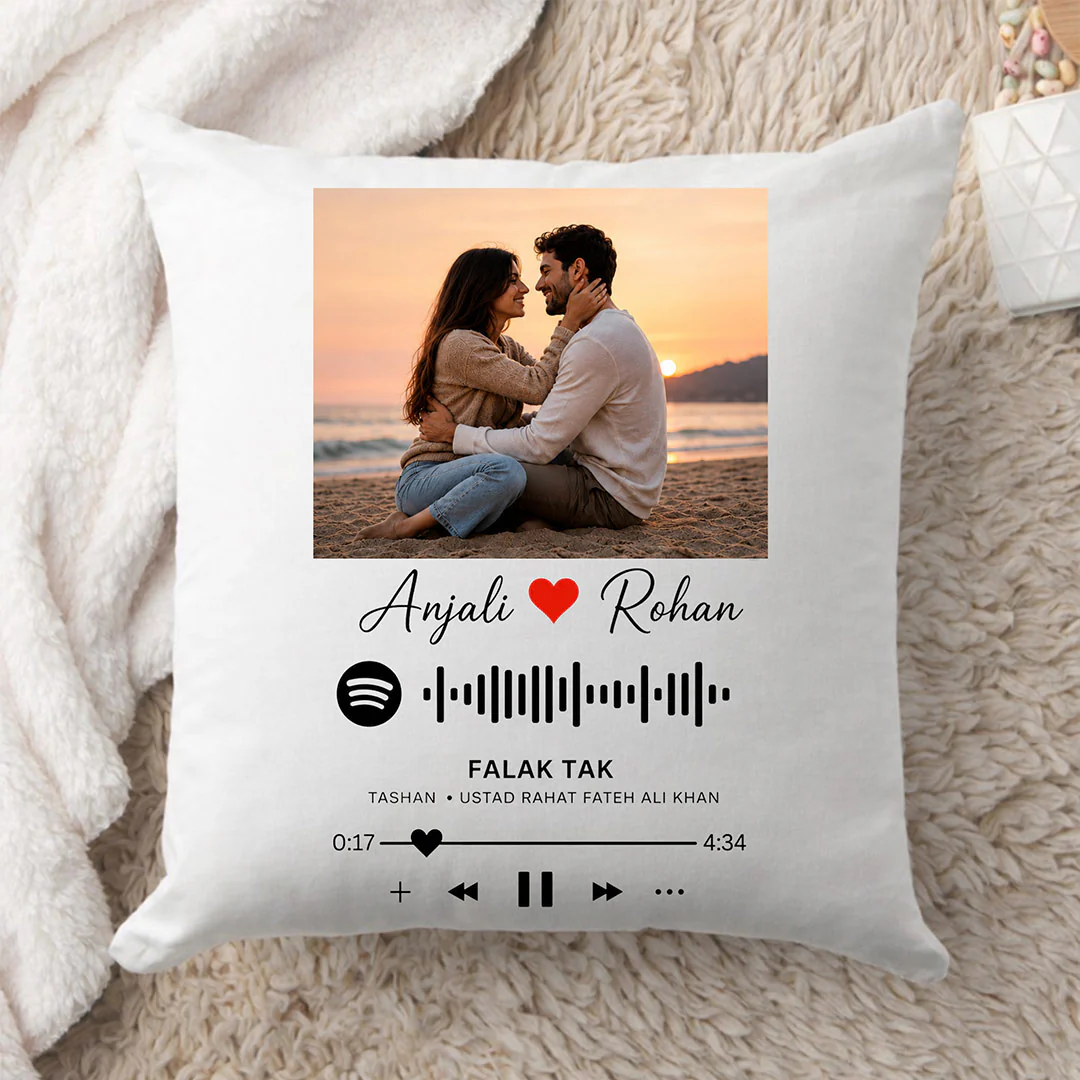 Personalized Spotify Song Photo Cushion Cover | Romantic Couple Memory Pillow Gift for Boyfriend, Girlfriend, Husband & Wife - Image 5