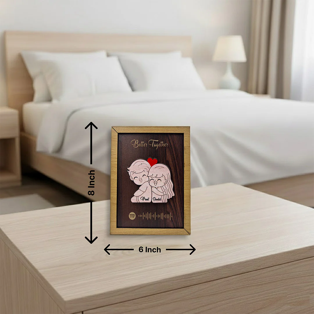 Personalized Spotify Wooden Couple Frame-6×8" - Image 3