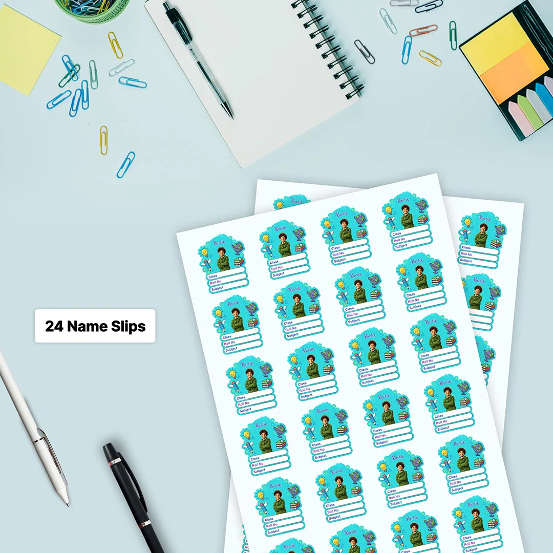 Personalized Study Theme Kids Name Slips (2x3 Inch, 24 Stickers) - Image 5