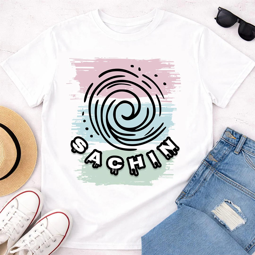 Personalized Swirl Name White T-Shirt