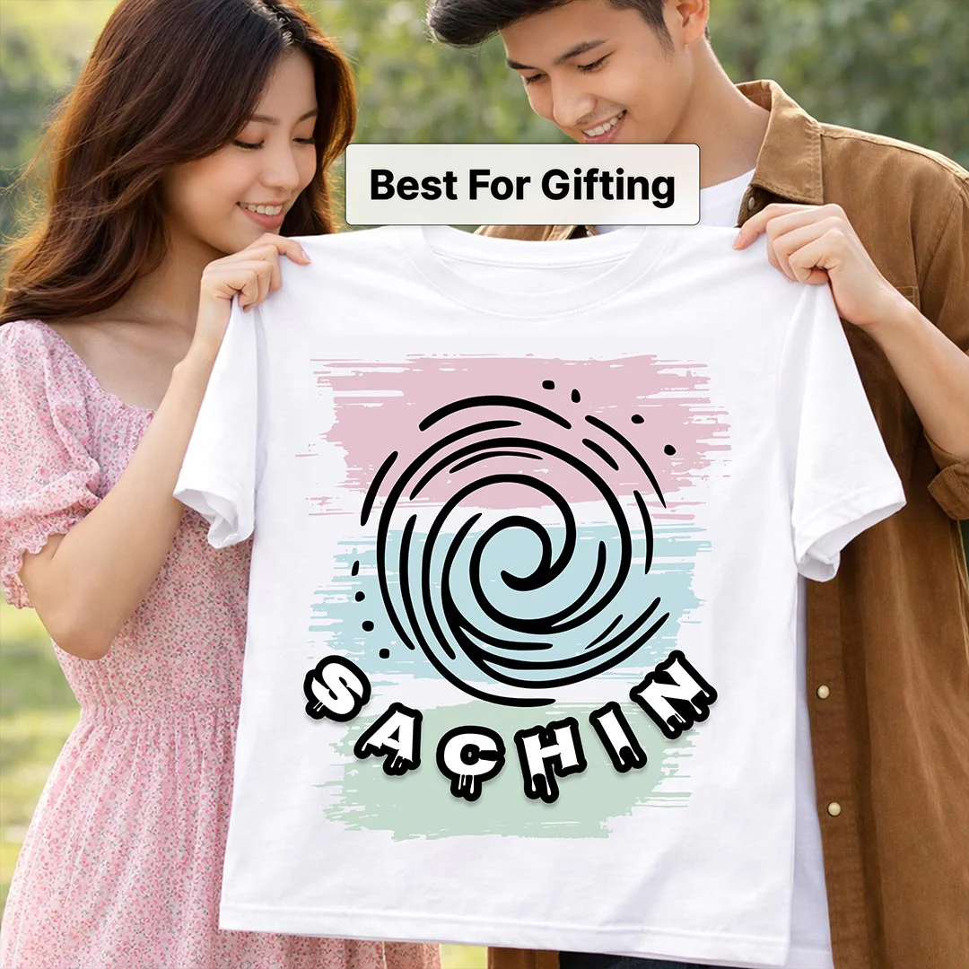Personalized Swirl Name White T-Shirt - Image 3