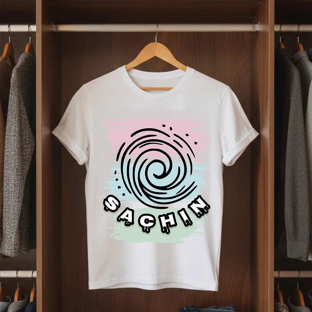 Personalized Swirl Name White T-Shirt - Image 4