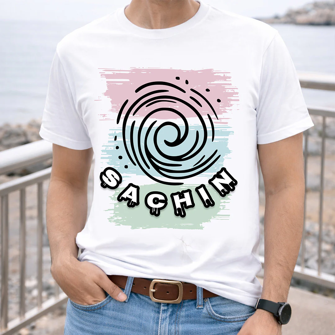 Personalized Swirl Name White T-Shirt - Image 5