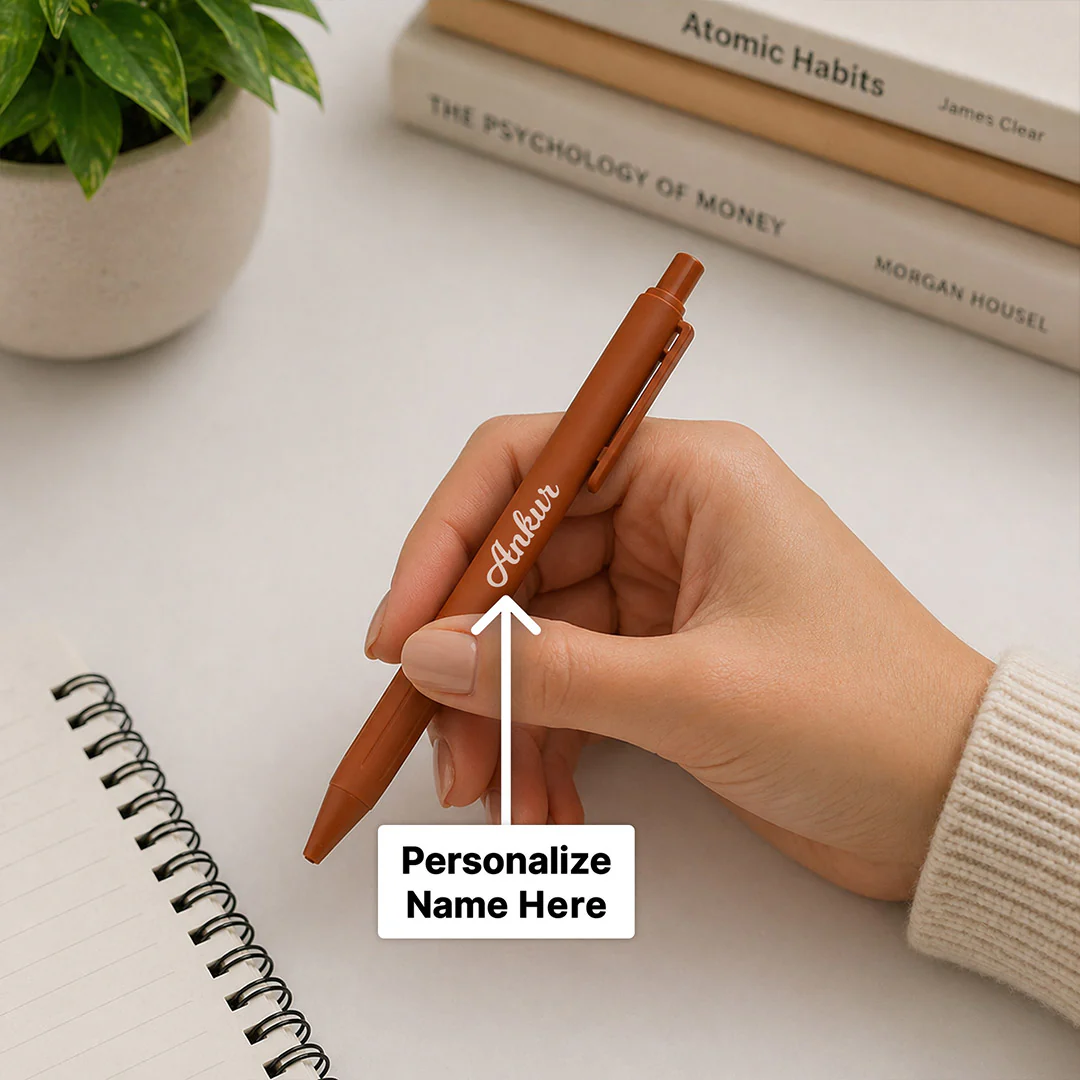 Personalized Tan Brown Pen| Elegant Writing Gift for Daily Use - Image 4