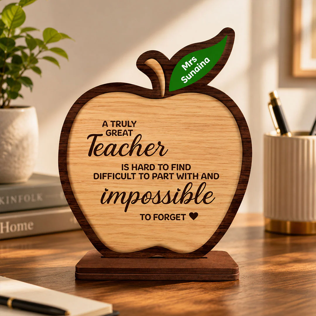 Personalized Teacher Appreciation Wooden Table Top -7x6"