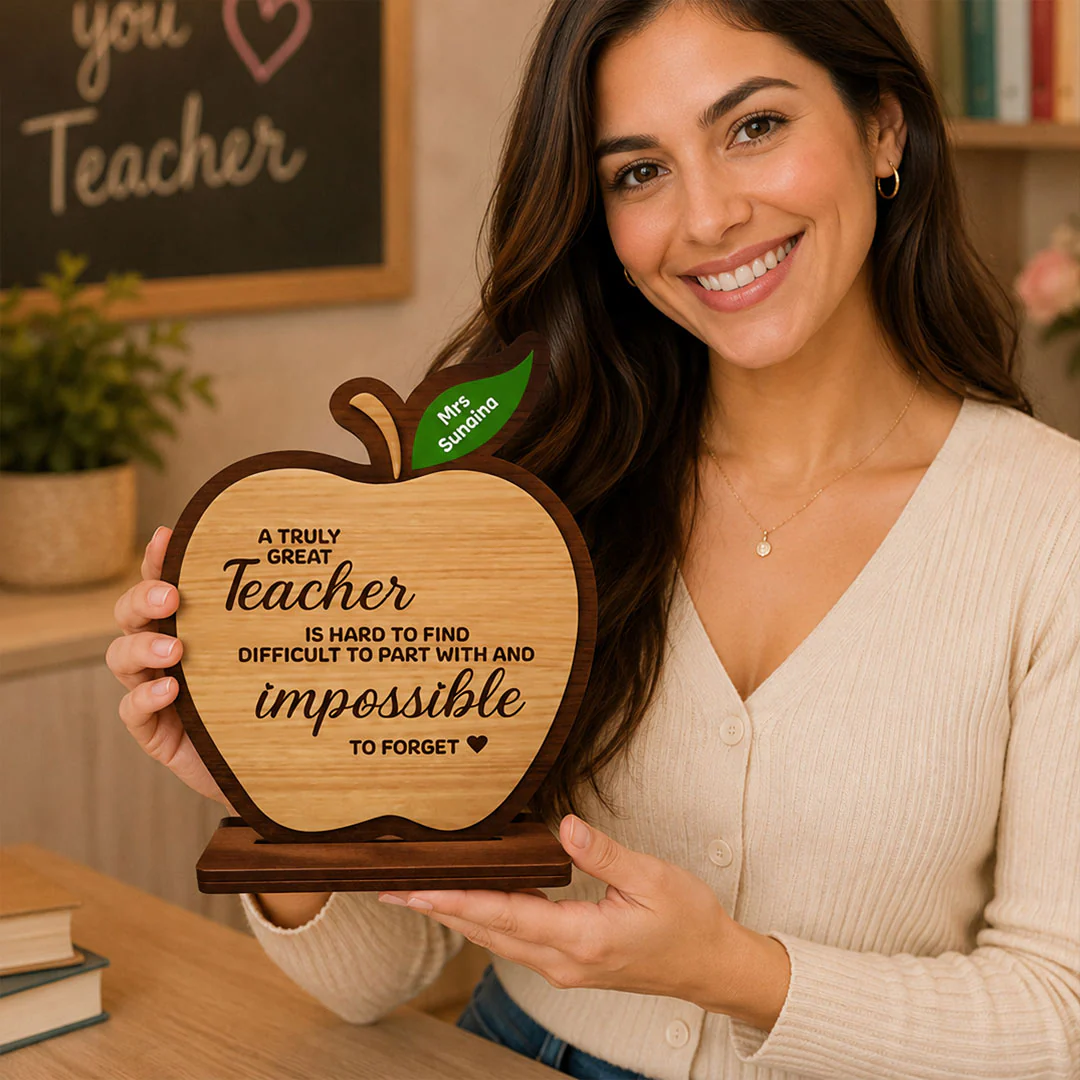 Personalized Teacher Appreciation Wooden Table Top -7x6" - Image 3
