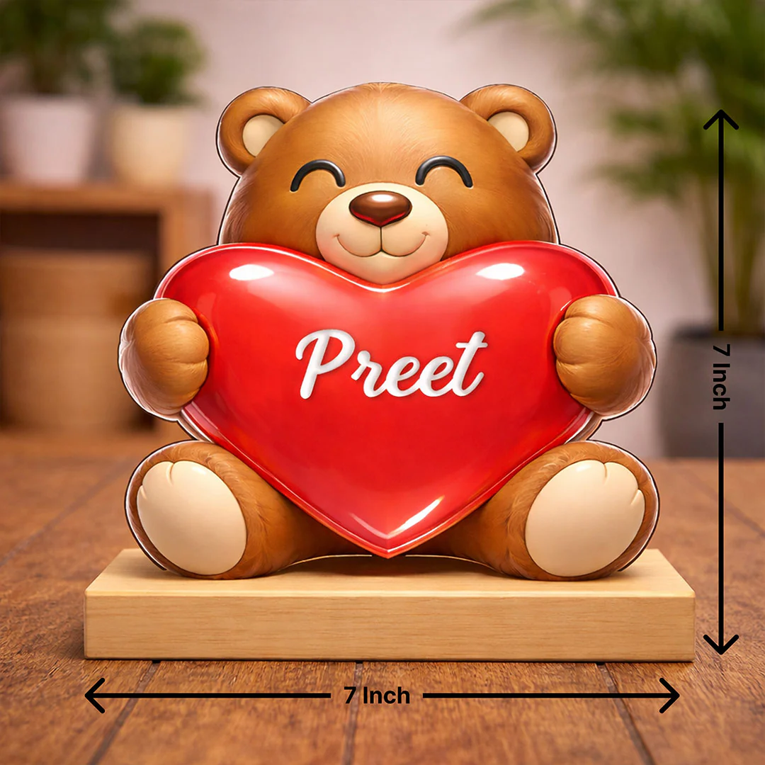 Personalized Teddy Bear Heart Wooden Stand - Image 2