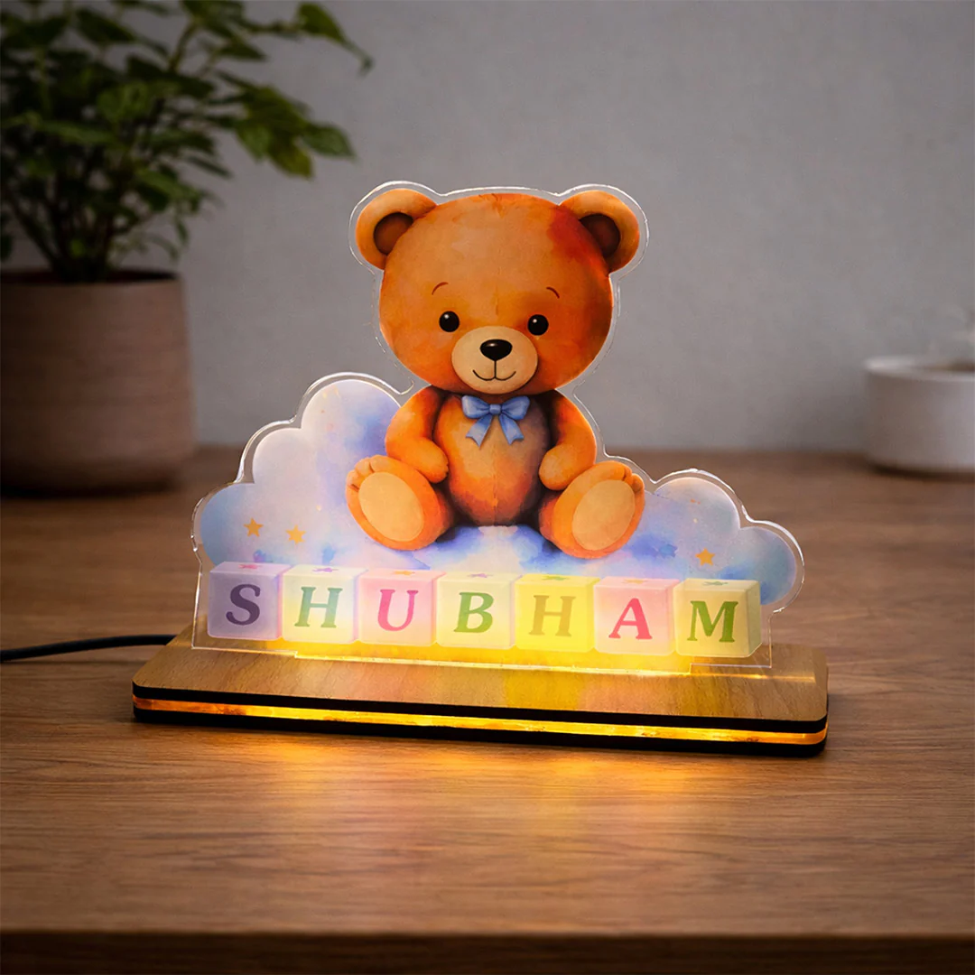 Personalized Teddy Name LED Acrylic Lamp-(7x5") - Image 5