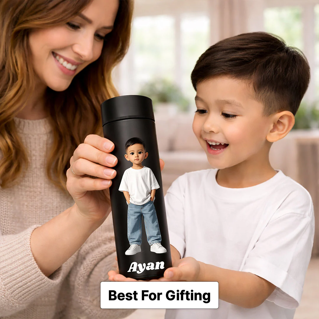 Personalized Temperature Water Bottle Matte Black for Kids(500ml) - Image 5