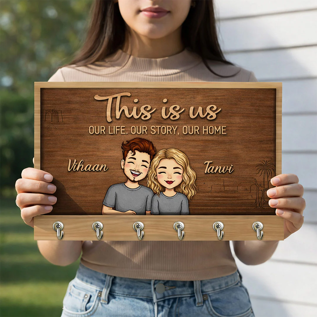 Personalized “This Is Us” Wooden Key Holder - Image 5