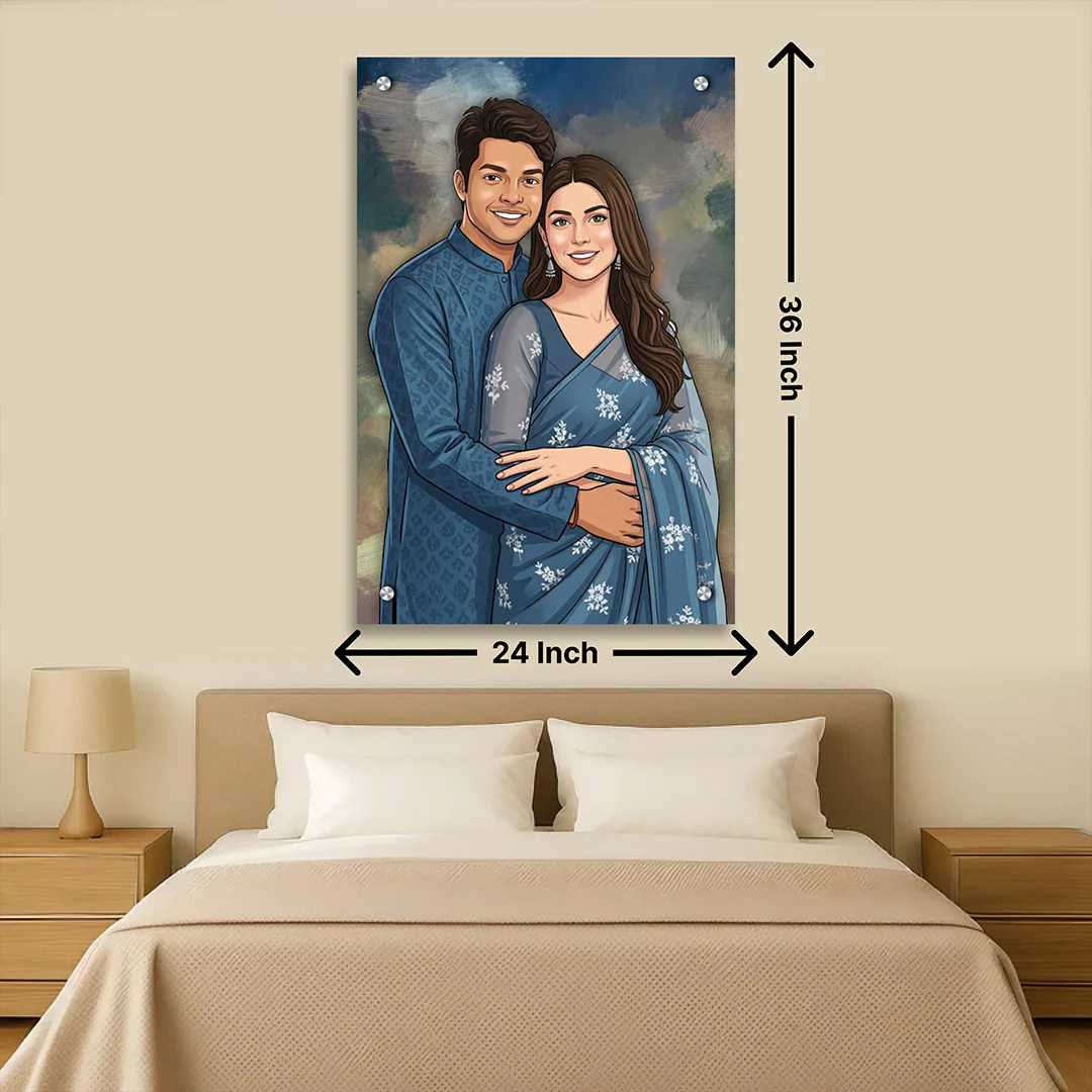 Personalized Toony Cartoon Acrylic Couple Wall Frame (24x36") - Image 2