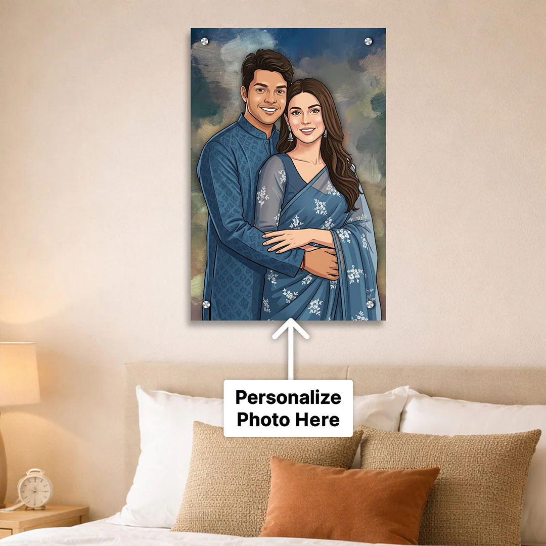 Personalized Toony Cartoon Acrylic Couple Wall Frame (24x36") - Image 3