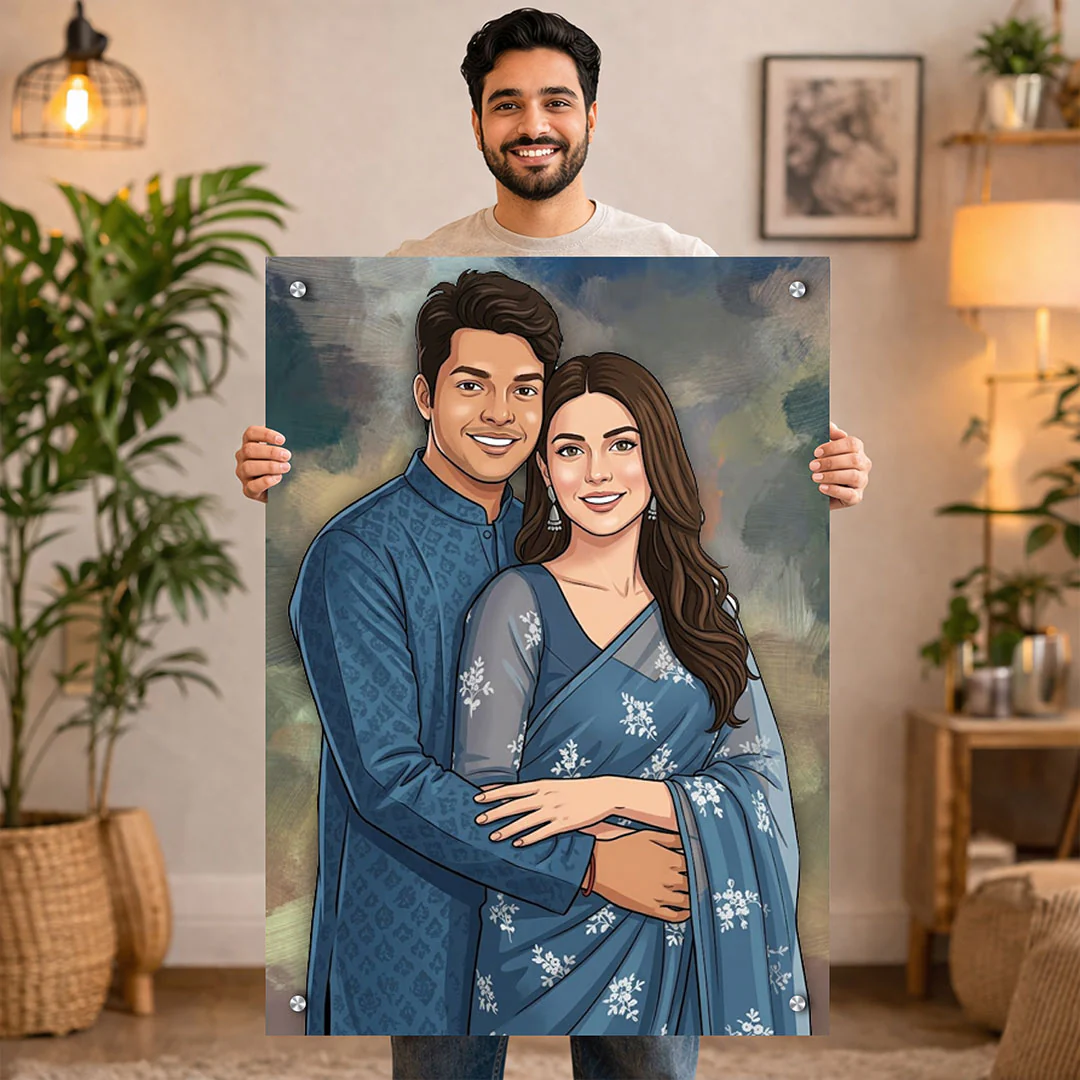 Personalized Toony Cartoon Acrylic Couple Wall Frame (24x36") - Image 5