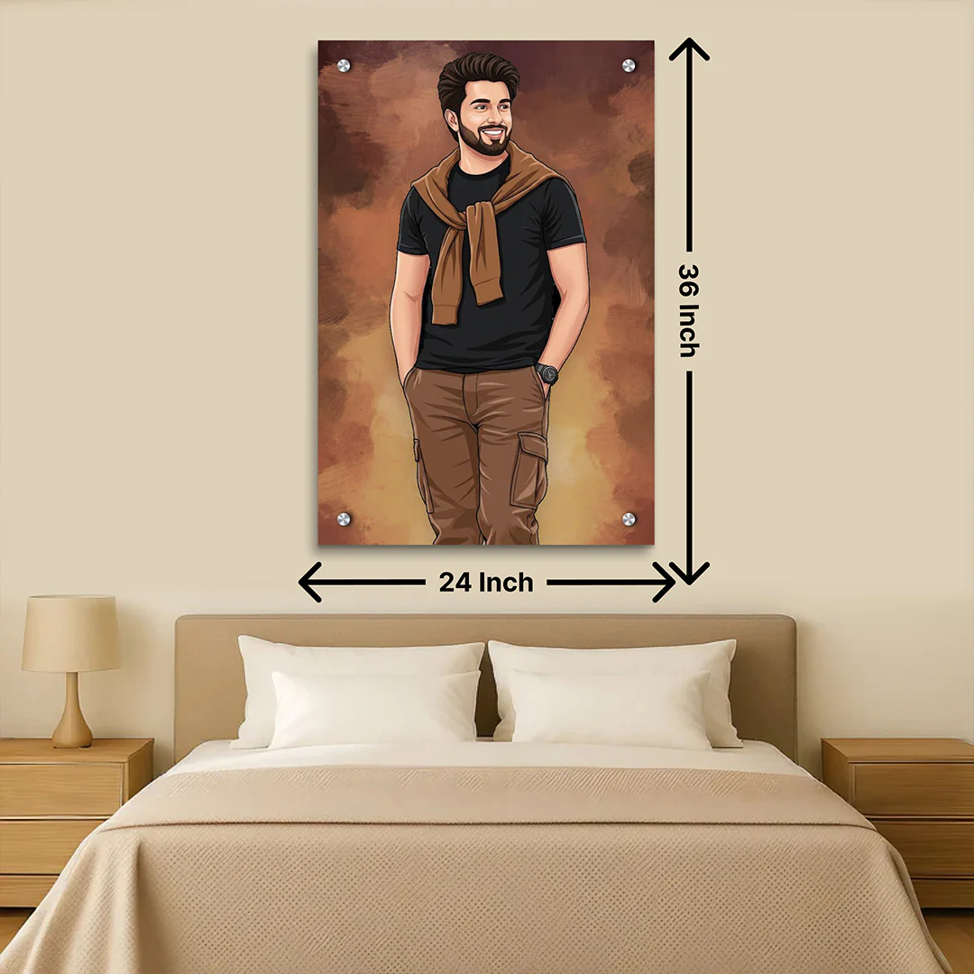 Personalized Toony Cartoon Acrylic Wall Frame for Boys (24x36") - Image 2