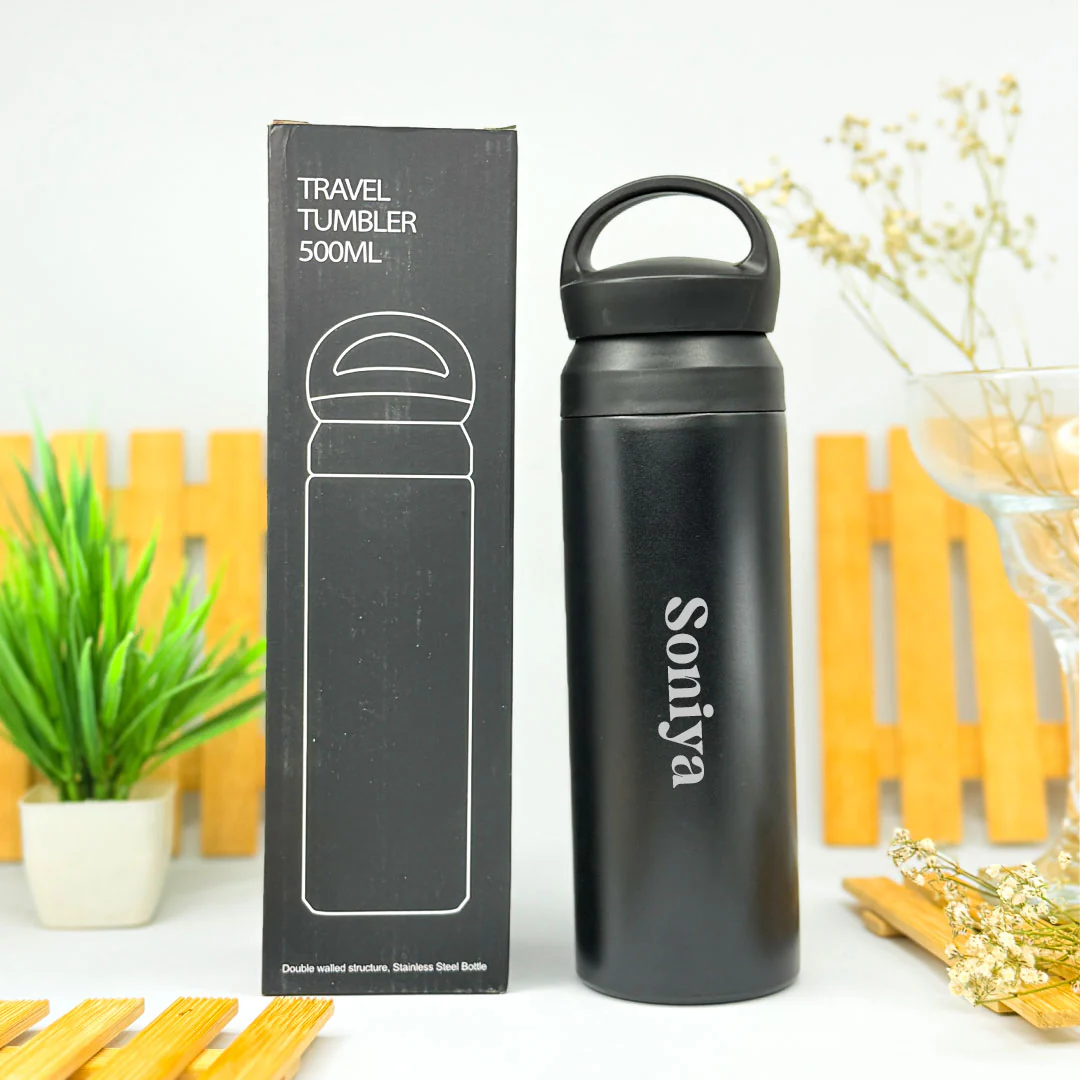 Personalized Travel 500 ML Stainless Steel Water Bottle - Tumbler With Lid - Image 2