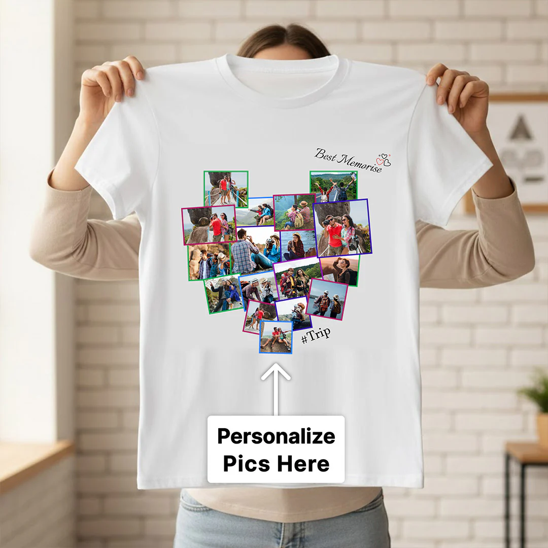 Personalized Trip Memory Collage White T-Shirt - Image 2