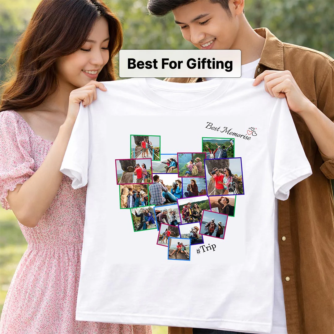 Personalized Trip Memory Collage White T-Shirt - Image 3