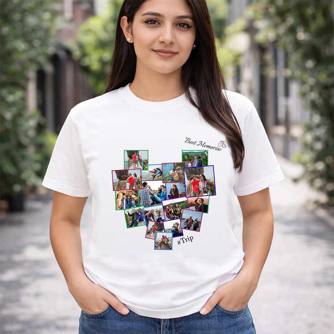 Personalized Trip Memory Collage White T-Shirt - Image 4