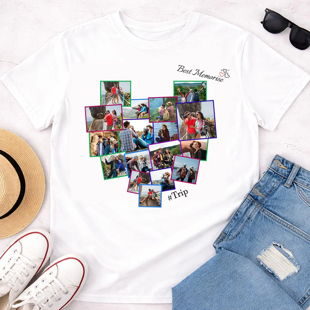 Personalized Trip Memory Collage White T-Shirt - Image 5
