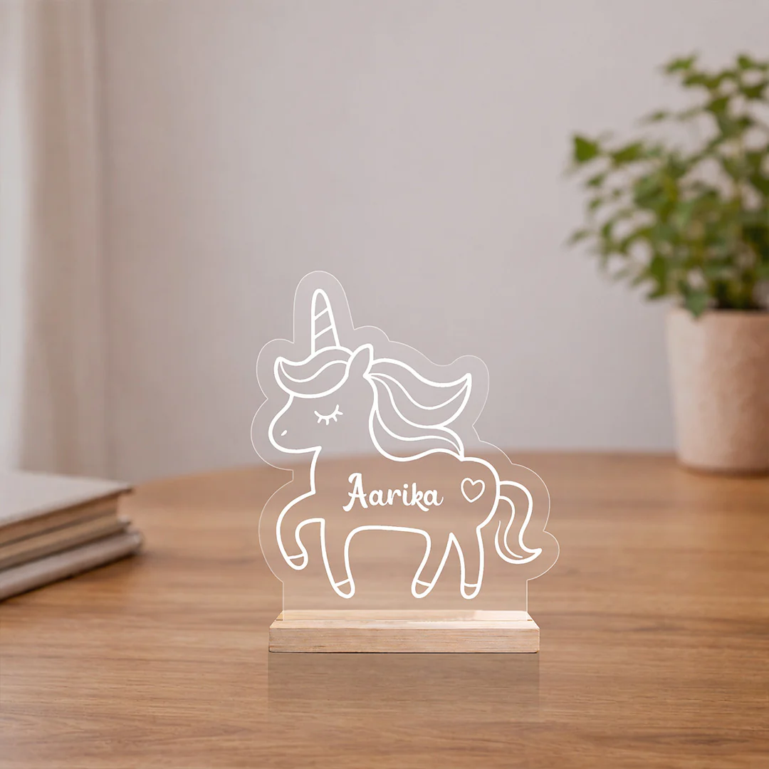 Personalized Unicorn Acrylic Name Stand for Girls, Kids & Loved Ones (7x8")