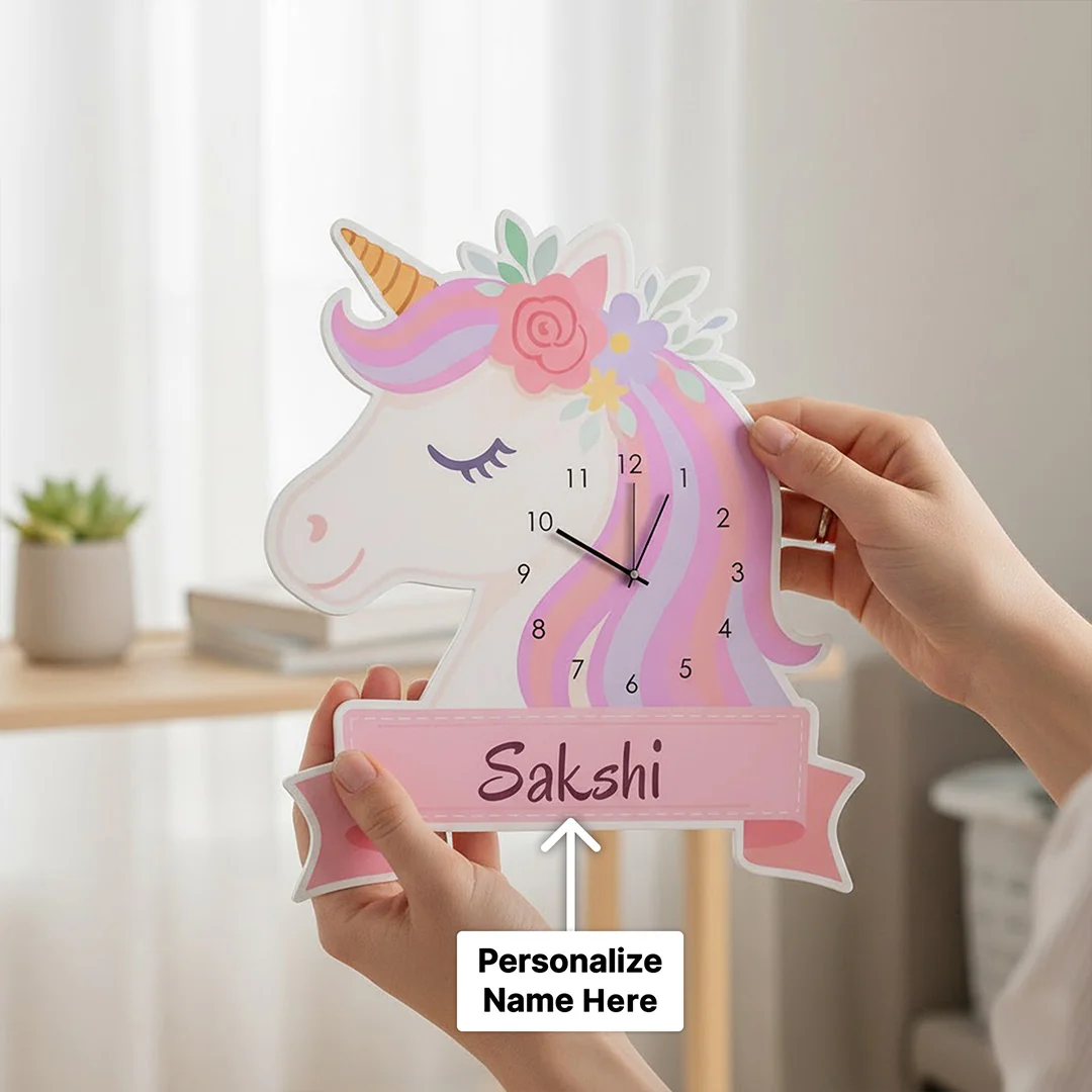 Personalized Unicorn Acrylic Wall Clock for Kids-8×10" - Image 2