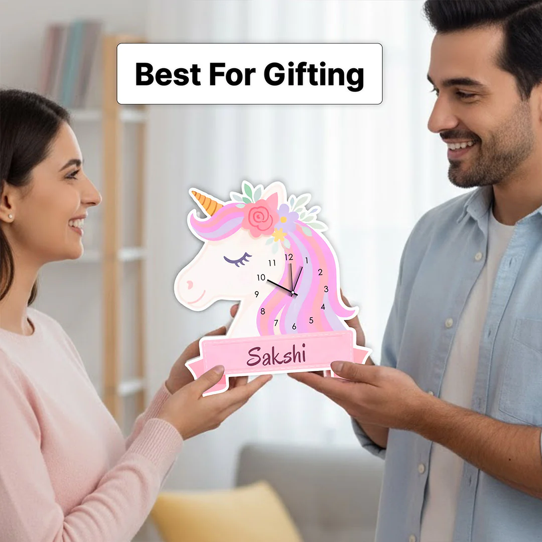 Personalized Unicorn Acrylic Wall Clock for Kids-8×10" - Image 3