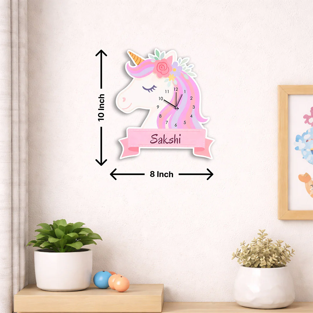 Personalized Unicorn Acrylic Wall Clock for Kids-8×10" - Image 4