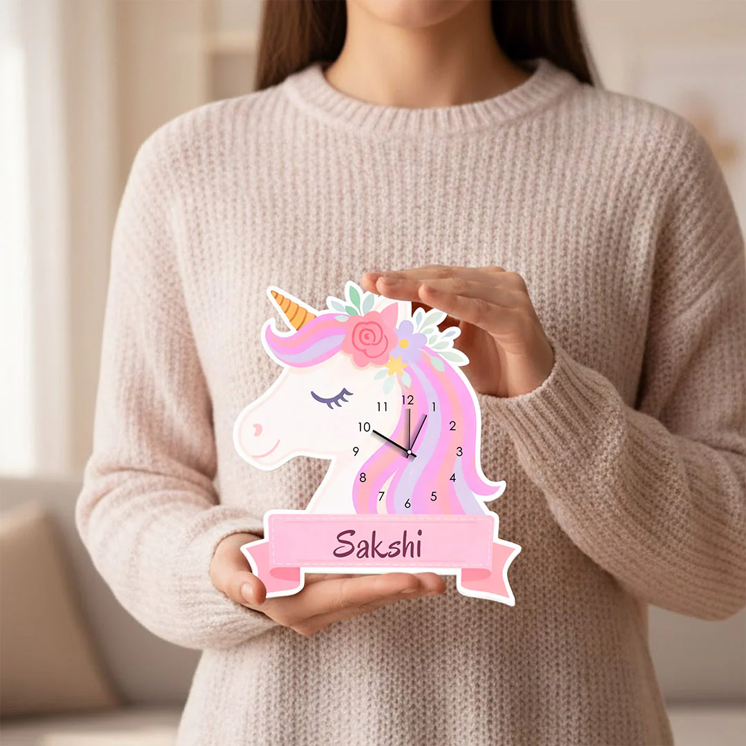 Personalized Unicorn Acrylic Wall Clock for Kids-8×10" - Image 5