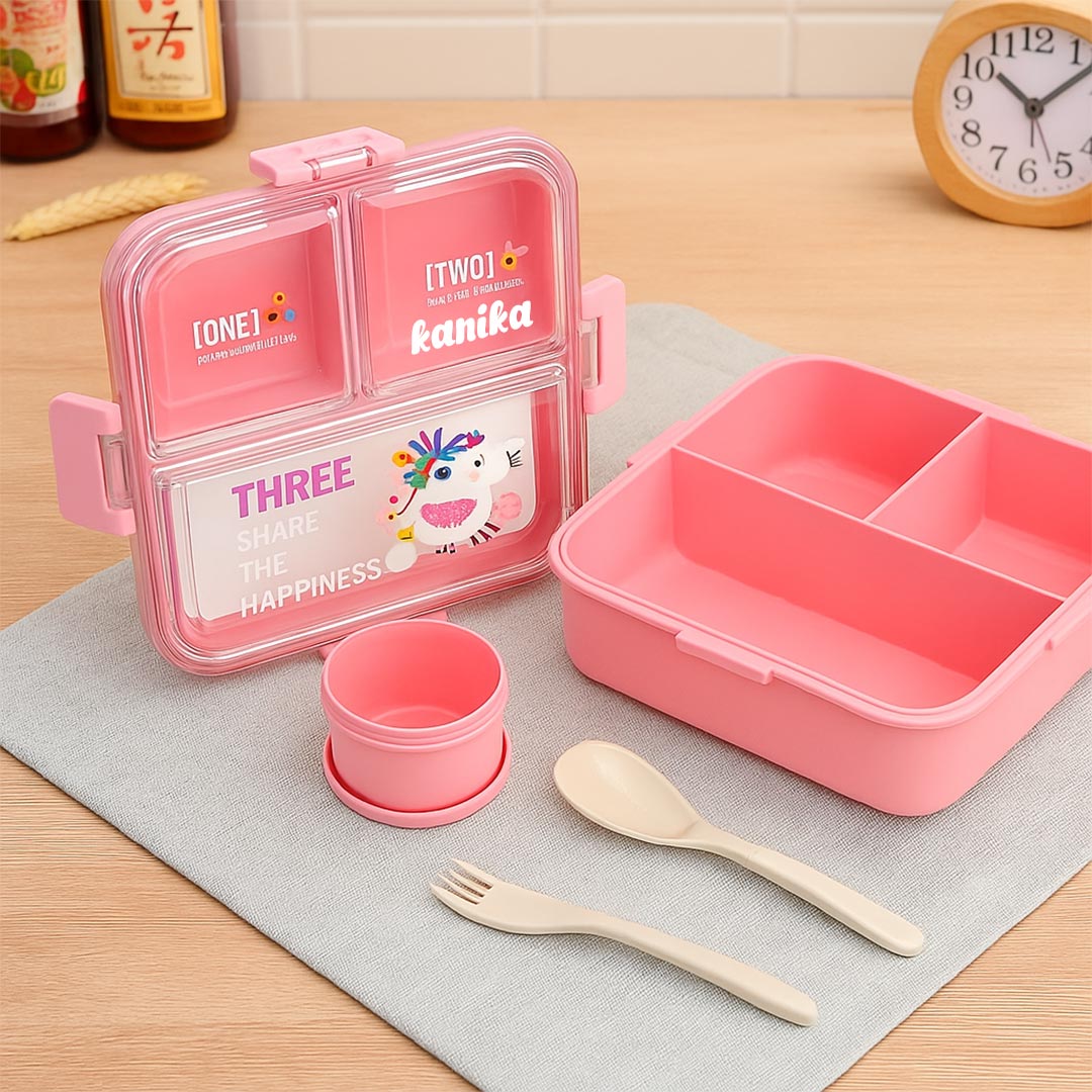 Personalized Unicorn Lunchbox with Spoon & Container - Image 2